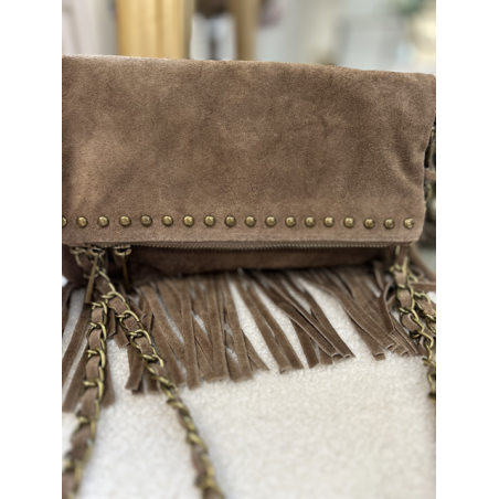 Sac en daim à franges femme – Taupe, marron ou bordeaux