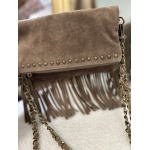Sac en daim à franges femme – Taupe, marron ou bordeaux