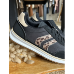 Baskets noires femme avec bande léopard – Style tendance et confortable