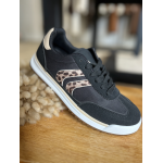 Baskets noires femme avec bande léopard – Style tendance et confortable