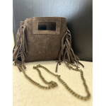 Petit sac en daim marron à franges – Anse chaîne tendance