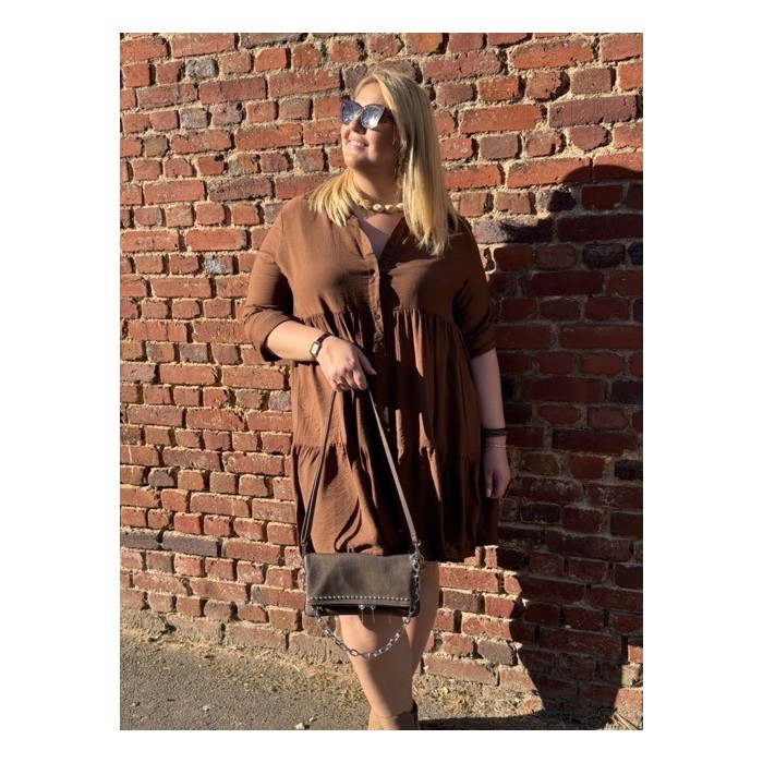 Robe Marron Fluide Manches Longues – Taille 2 à 6