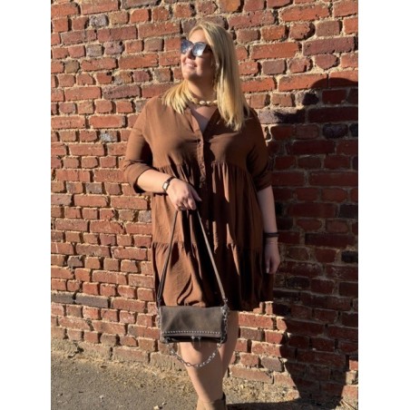 Robe Marron Fluide Manches Longues – Taille 2 à 6