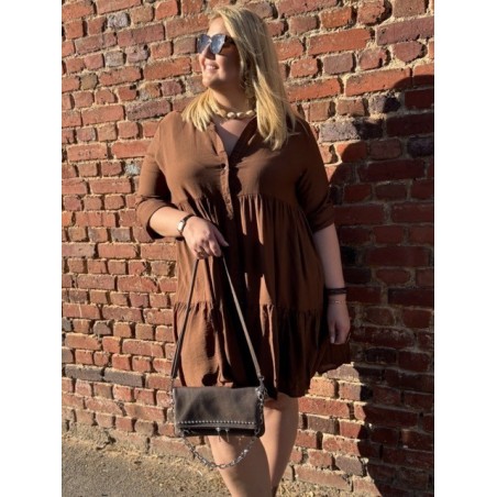 Robe Marron Fluide Manches Longues – Taille 2 à 6