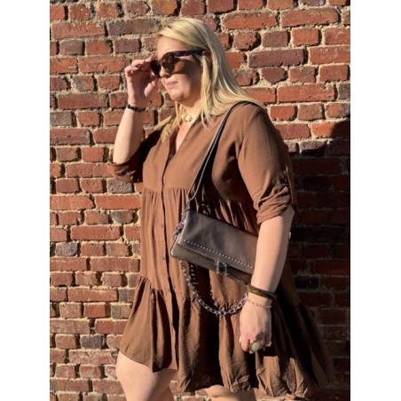Robe Marron Fluide Manches Longues – Taille 2 à 6