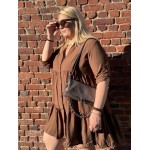 Robe Marron Fluide Manches Longues – Taille 2 à 6