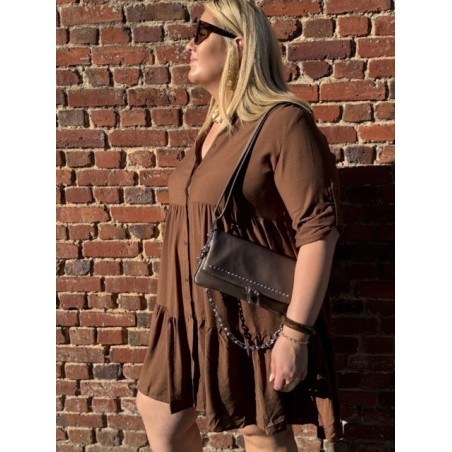 Robe Marron Fluide Manches Longues – Taille 2 à 6