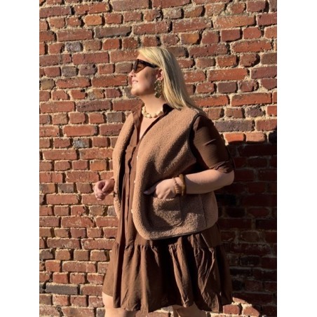 Gilet Sans Manches Moumoute Femme – Beige Rosé (L à XXXXL)