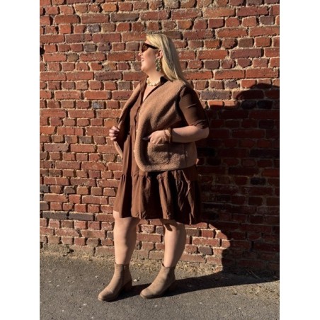 Gilet Sans Manches Moumoute Femme – Beige Rosé (L à XXXXL)
