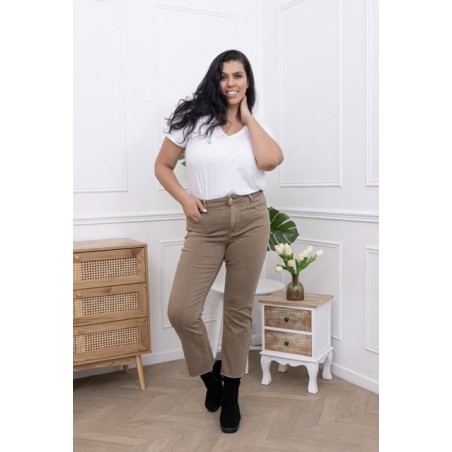 Jean Flared Femme Taille Haute – Brut ou Taupe (38 au 48)