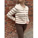 Gilet marinière marron à boutons dorés – Chic et intemporel