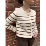 Gilet marinière marron à boutons dorés – Chic et intemporel
