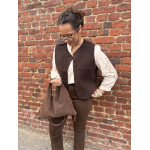 Jean marron coupe flared taille haute – Élégant et tendance