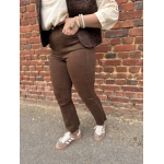 Jean marron coupe flared taille haute – Élégant et tendance