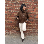 Trench court marron à revers vichy – Détail dos effet pince – Tailles SM et ML
