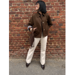 Trench court marron à revers vichy – Détail dos effet pince – Tailles SM et ML