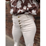 Jean écru taille haute coupe wide leg – XS, S, M, L – Confort avec élasthanne