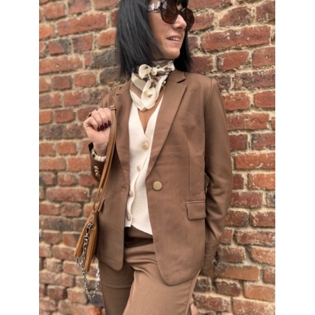 Veste de Tailleur Femme – Marron Chic et Élégante (XS à XL)