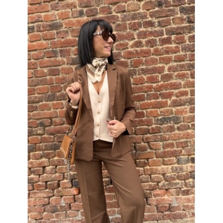 Veste de Tailleur Femme – Marron Chic et Élégante (XS à XL)