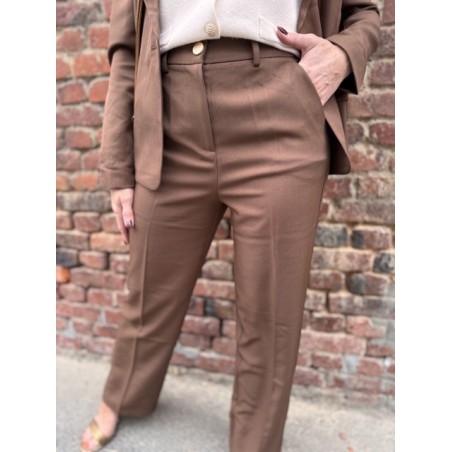 Pantalon de Tailleur Femme – Marron Élégant (XS à XL)