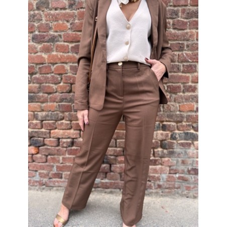 Pantalon de Tailleur Femme – Marron Élégant (XS à XL)