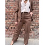 Pantalon de Tailleur Femme – Marron Élégant (XS à XL)