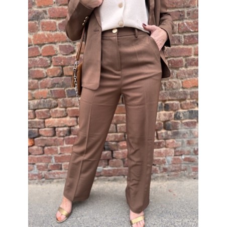 Pantalon de Tailleur Femme – Marron Élégant (XS à XL)