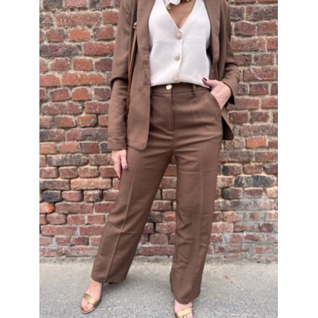 Pantalon de Tailleur Femme – Marron Élégant (XS à XL)