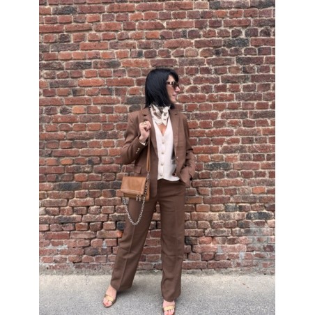 Pantalon de Tailleur Femme – Marron Élégant (XS à XL)
