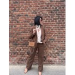 Pantalon de Tailleur Femme – Marron Élégant (XS à XL)