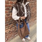 Gilet Sans Manches Feutrine Marron Brodé – Taille Unique 36 à 42