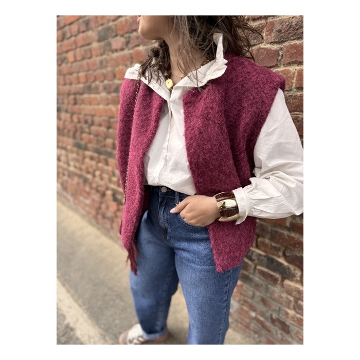 Gilet Sans Manches Feutrine Bordeaux kaki ou beige  – Taille Unique 36 à 42