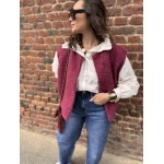 Gilet Sans Manches Feutrine Bordeaux kaki ou beige  – Taille Unique 36 à 42