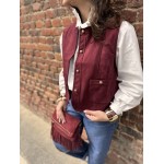 Veste Femme Suédine Bordeaux ou Marron – Boutons Dorés (S à L)