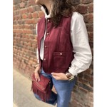 Veste Femme Suédine Bordeaux ou Marron – Boutons Dorés (S à L)