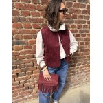 Veste Femme Suédine Bordeaux ou Marron – Boutons Dorés (S à L)