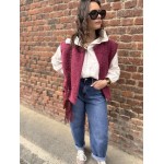 Veste Femme Suédine Bordeaux ou Marron – Boutons Dorés (S à L)
