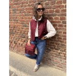 Veste Femme Suédine Bordeaux ou Marron – Boutons Dorés (S à L)