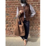 Veste Femme Suédine Bordeaux ou Marron – Boutons Dorés (S à L)