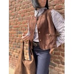 Veste Femme Suédine Bordeaux ou Marron – Boutons Dorés (S à L)