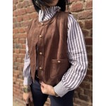 Veste Femme Suédine Bordeaux ou Marron – Boutons Dorés (S à L)