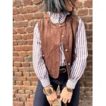 Veste Femme Suédine Bordeaux ou Marron – Boutons Dorés (S à L)