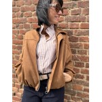 Bomber Court Femme en Suédine Camel – Taille Unique 36 à 40