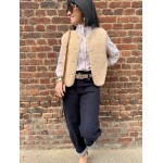Gilet Sans Manches Femme – Moumoute Marron avec Poches et Pressions (S, M, L)