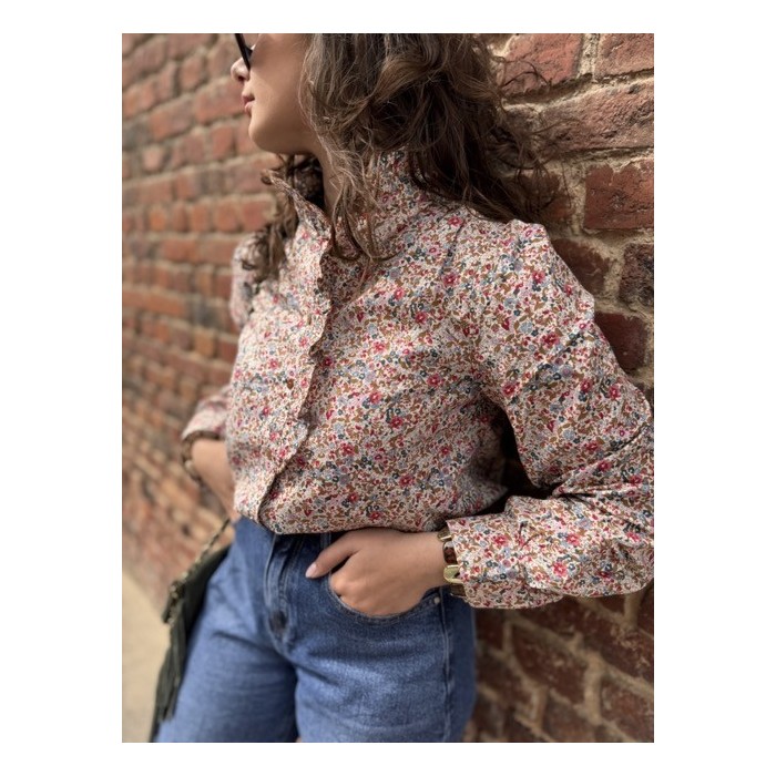 Chemise Fleurie Femme Col Victorien – Tailles S à L