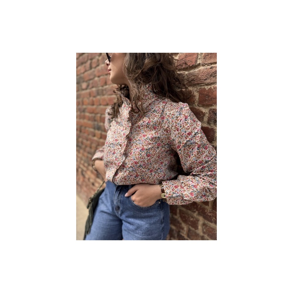 Chemise Fleurie Femme Col Victorien – Tailles S à L Chemise Fleurie Femme Col Victorien – Tailles S à L