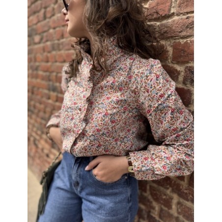 Chemise Fleurie Femme Col Victorien – Tailles S à L