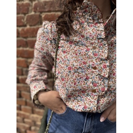 Chemise Fleurie Femme Col Victorien – Tailles S à L