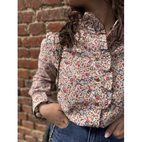 Chemise Fleurie Femme Col Victorien – Tailles S à L