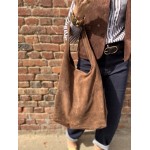 Sac Shopping Femme en Daim Camel – Avec Fermeture Éclair
